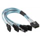 Ipass to 4 SATA cable 23CM, W / 25.5cm SB, S, 26AWG